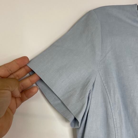 Theory Light Blue Linen Blend Lined Mini Dress Women's Size 10 - Picture 3 of 11